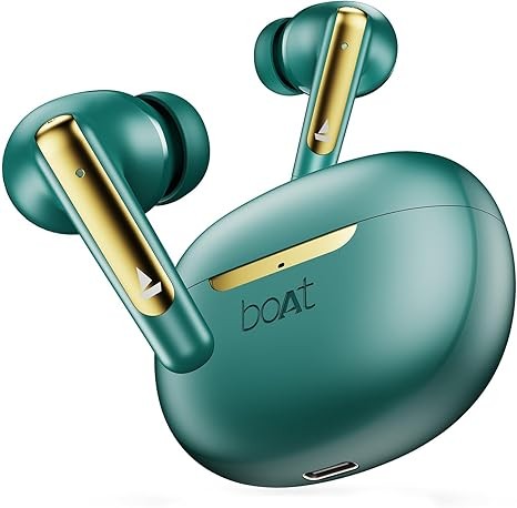 boAt Newly Launched Airdopes 141 ANC TWS Earbuds with 42 hrs Playback/50 ms Low Latency Beast™Mode/IWP™Tech/Signature Sound/Quad Mics with ENx™/ASAP™... Color:Green