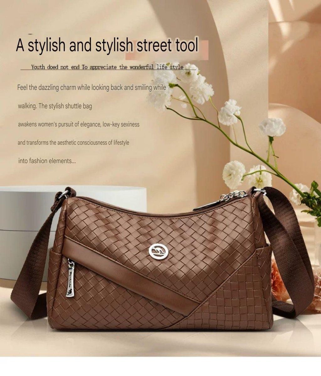 Woven Brown Shoulder Bag PREMIUM QUALITY- AM01417MB Elegant and practical accessory for everyday use
